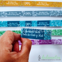 Pulseras diseño glitter para casamientos (ELEGI LA CANTIDAD) - tienda online