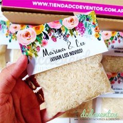 60 bolsitas Vivan los novios (con arroz) - (Pedilas con tu diseño favorito) - comprar online