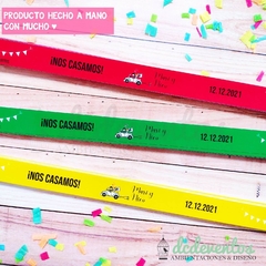 100 Pulseras de colores con diseño para bodas (Pedilas con tu diseño favorito) - DCD Eventos® - Casamientos y fiestas temáticas