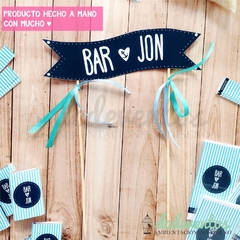 Adorno banderin para torta casamiento