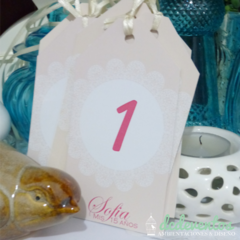 Números de mesa Tarjetitas Tags [Pedilos con tu diseño favorito] - comprar online