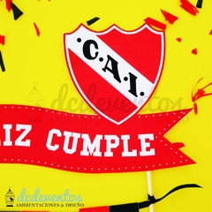 Adorno torta Independiente | Banderín de fútbol Soy del Rojo - DCD Eventos® - Casamientos y fiestas temáticas