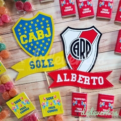 COMBO 2 KITS FUTBOLEROS: GOLOSINAS + ADORNOS PARA TORTA (ELEGÍ TU EQUIPO FAVORITO) - comprar online