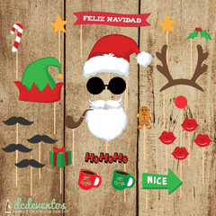 Kit para Photobooth Temático Navidad - Accesorios para el rincón de fotos
