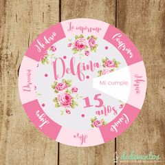 50 Invitaciones circulares giratorias Delfina 12cm - DCD Eventos® - Casamientos y fiestas temáticas