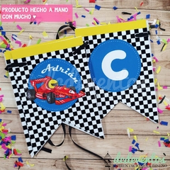 Banderín personalizado temática carrera de autos