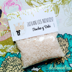 60 bolsitas Vivan los novios (con arroz) - (Pedilas con tu diseño favorito)