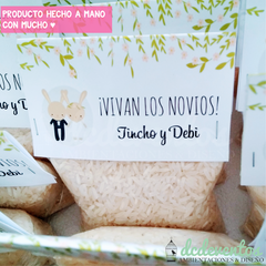 60 bolsitas Vivan los novios (con arroz) - (Pedilas con tu diseño favorito) - tienda online