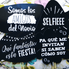 20 Carteles + 10 accesorios con frases para Photobooth - DCD Eventos® - Casamientos y fiestas temáticas
