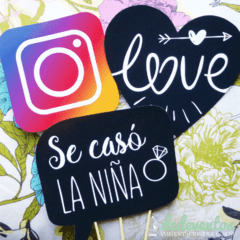 20 Carteles + 10 accesorios con frases para Photobooth - tienda online