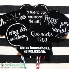 Kit 25 accesorios y carteles vintage photobooth con palitos de colores - comprar online