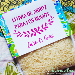 20 bolsitas tropical (con arroz) - (Pedilas con tu diseño favorito)