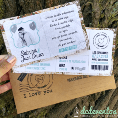 100 Invitaciones pasaje de avión + Números de mesa de regalo - tienda online