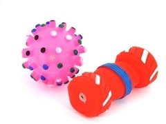 Chifles: Mancuernas y pelotas con pinches de colores x 6 unidades