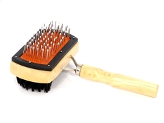 Cepillo rectangular bifaz cerdas de acero y mango de madera