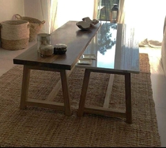 Mesas bajas mellizas madera y mármol - comprar online