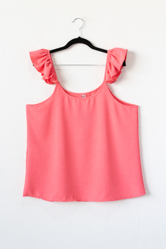 Blusa TURMALINA, Blusa lisa con breteles finos y volados metidos en el bretel - SYES | Mayorista