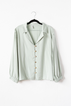 Blusa JULIANA, Blusa con solapa, botones marmolados y puño con elástico