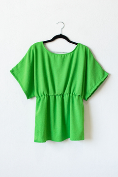 Blusa AZUL, Blusa escote estilo kimono con elástico en cintura y mangas caídas - SYES | Mayorista