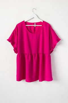 Blusa ELEANOR, Blusa manga corta con volados y abertura en la espalda en internet