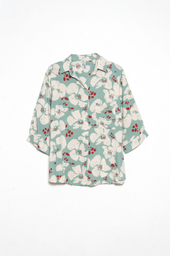 Camisa Makena, Camisa Manga 3/4 estampado con bolsillo aplicado, Syes talles grandes - SYES | Mayorista