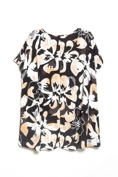 Blusa Chlorine, Blusa camplia irregular estampada, Syes talles grandes - SYES | Mayorista