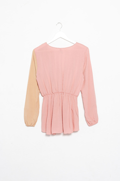 Blusa Célestine, Blusa combinada con escote cruzado y drapeado - tienda online