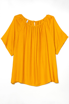 B927/1 Syes, Blusa con frunce en cuello, Talles grandes - tienda online