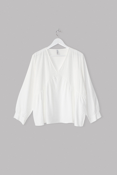 Blusa EHUD, Blusa evasé con escote en V y frunce en busto - comprar online
