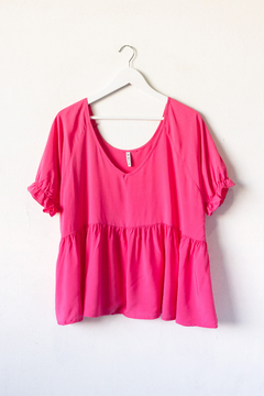 Blusa REGINA, Blusa con frunce en cintura y cuello en v - tienda online