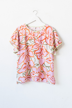 Blusa AMY, Blusa con volados y vivo en mangas - tienda online
