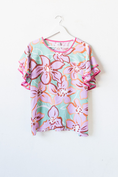 Blusa AMY, Blusa con volados y vivo en mangas