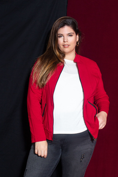C522/2 Syes, Campera cuello mao con recortes y bolsillos, Talles grandes - comprar online