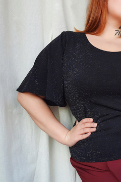 R1161 Syes, Remera manga volado escote redondo , Talles grandes - comprar online