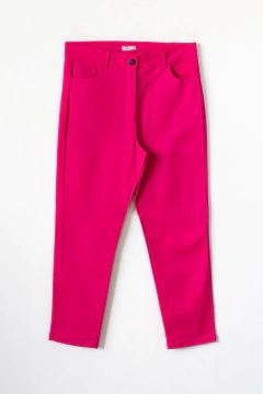 Pantalón ROCIO, Pantalón recto corte jeanero con botón negro y badana SYES - comprar online