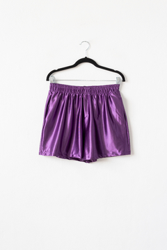Short ALEXANDRA, Short de satén con bolsillos y cintura con elástico - tienda online