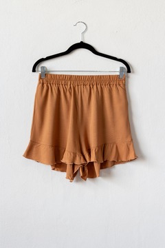 Short AISHA, Short de lino estampado con cintura elástica y volados en diagonal en internet