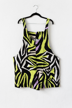 Mono corto ALISON ZEBRA, Mono corto de lino elastizado con bolsillos plaqué - tienda online