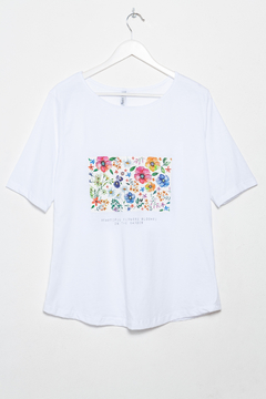 R1044/B Syes, Remera algodón Flores, grandes