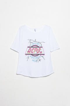 Remera Mimosa, Remera algodón manga corta escote redondo estampa ACDC en internet