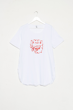 Remera Cannelle, Remera de algodón con cuello redondo estampa JOYFUL - comprar online