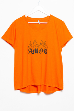 R1092/E Syes, Remera estampa Amor en llamas, talles grandes