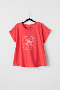 Remera ORGANIC, Remera de manga caída con recorte en delantero, estampada Organic and natural