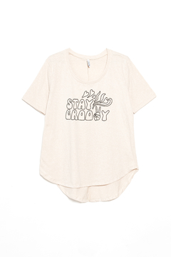 Remera Aqufe, Remera escote redondo estampada Stay groovy en internet