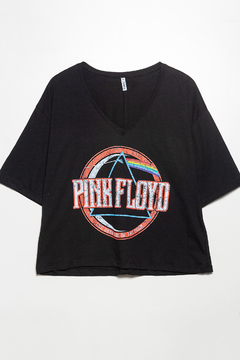 R1101/2/A Syes, Remera escote en v marga corta PINK FLOYD, Talles grandes