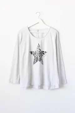 Remera ELISE, Remera recta, manga larga con cuello redondo. ESTAMPA ESTRELLA - comprar online