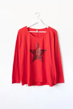 Remera ELISE, Remera recta, manga larga con cuello redondo. ESTAMPA ESTRELLA - SYES | Mayorista