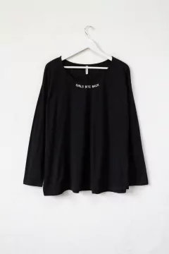 Remera ANALIA, Remera recta, manga larga con cuello redondo (ESTAMPA GIRLS BITE BACK) - tienda online