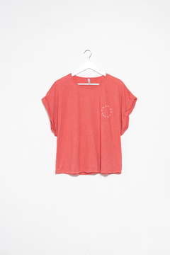 Remera Brend, Remera manga murcielago de algodon estampada chasing the sun