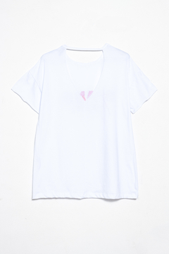 Remera Rachid, Remera manga corta espalda en V estampa Stand together, Syes talles grandes - comprar online
